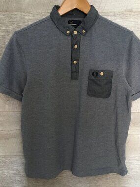 Fred Perry Men's Front Pocket Blue Polo - Slim Fit Large